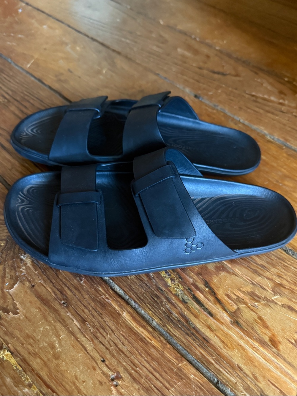 Vivo Barefoot Black Women's Dual-Strap Slide Sandals